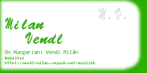 milan vendl business card